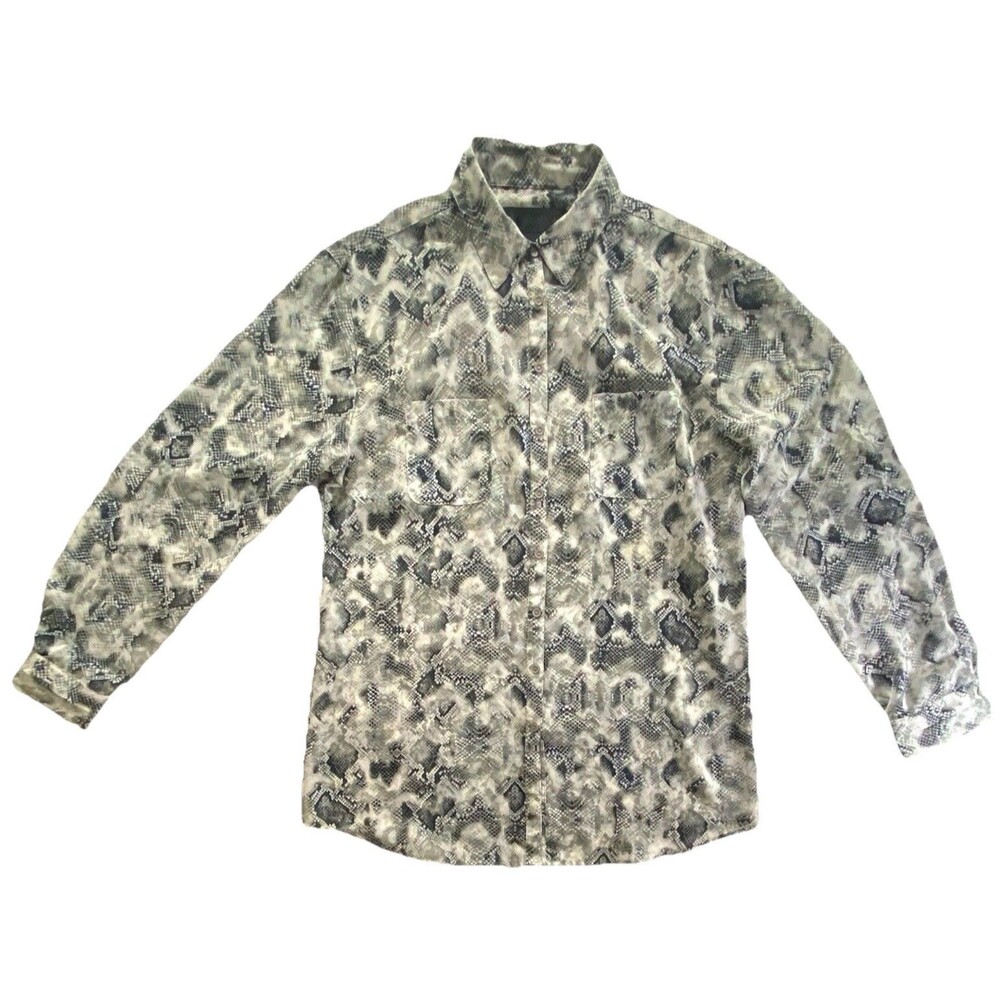 Kardashian Kollection Snakeskin Print Button Up Blouse Womens L